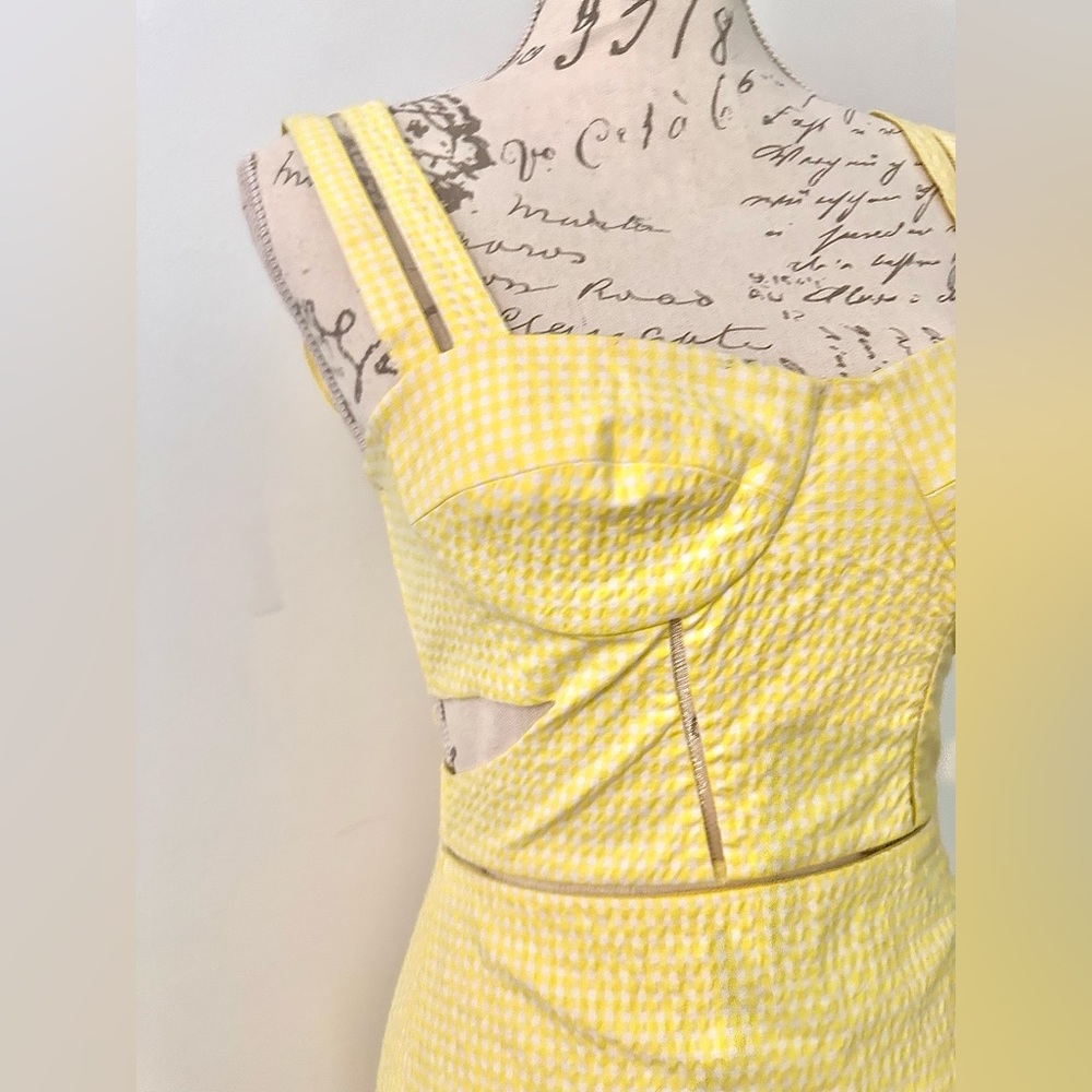 Jonathan Simkhai Seersucker yellow cutout dress - Picture 4 of 9